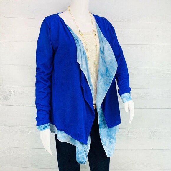 NEW Stitch Fix | Fate Cardigan Sweater Bright Blue Tie Dye Open Front Layer Sz S - Picture 4 of 10